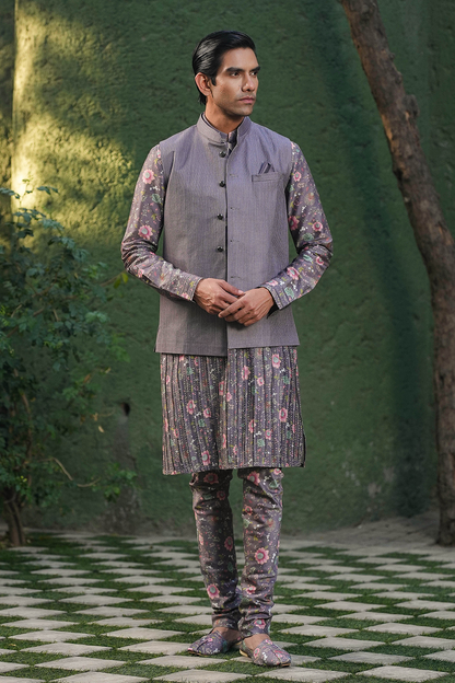 Purple Mughal Embroidered Bandi