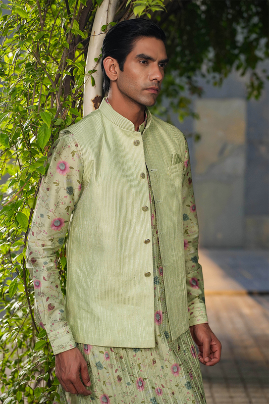 Mint Green Mughal Embroidered Bandi