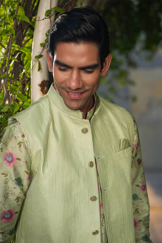 Mint Green Mughal Embroidered Bandi