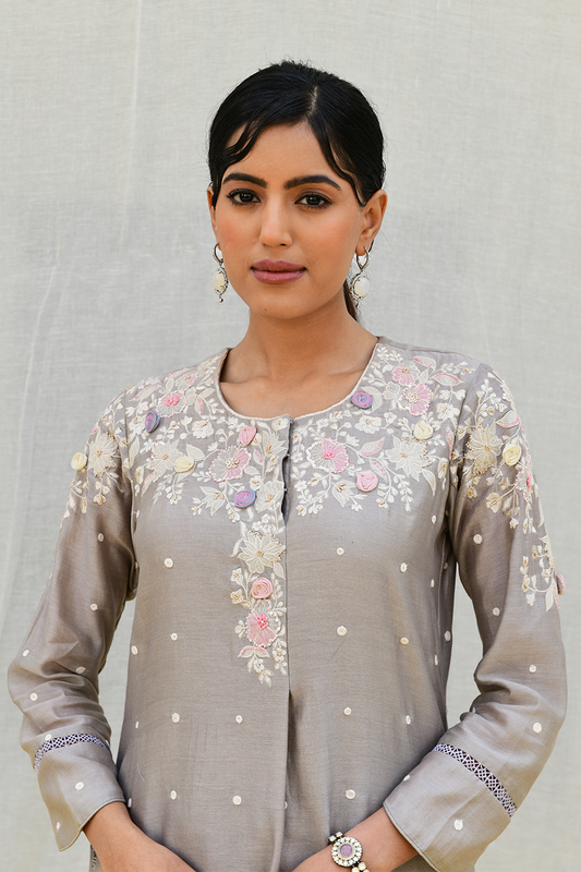 Grey Ivory Light Long Kurta
