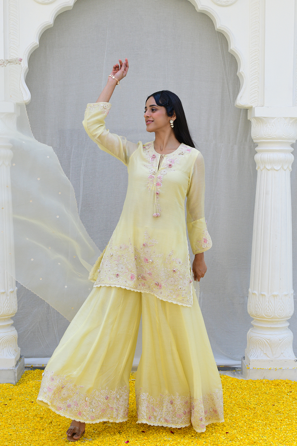 Lemon Yellow Heavy Ivory Sharara