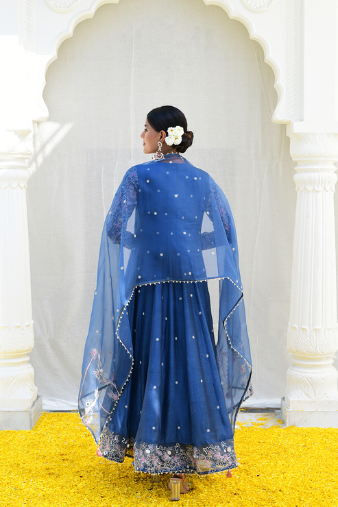 Blue reef anarkali set