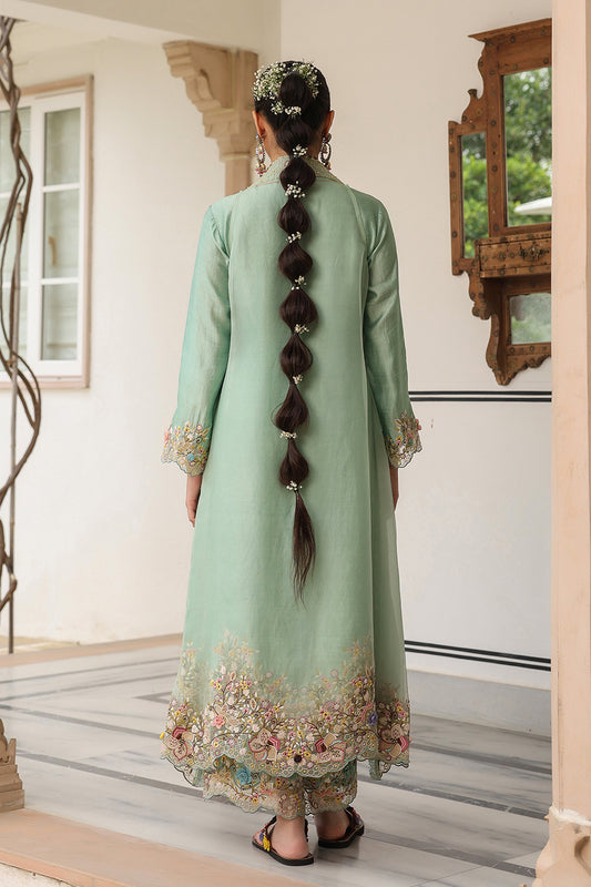 Gulzar Green Heavy Jacket Style Kurta Set