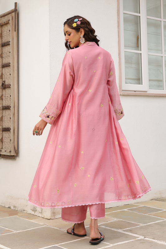 Gulzar Pink Kalidaar Set