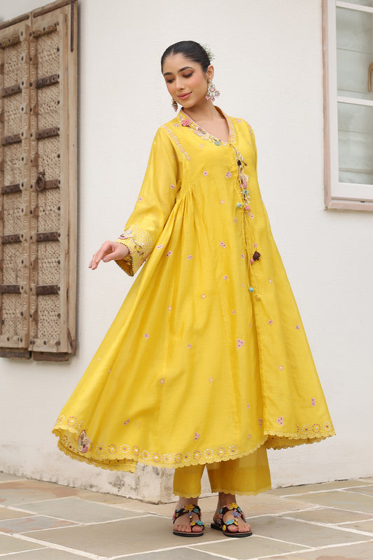 Gulzar Yellow Kalidaar Set