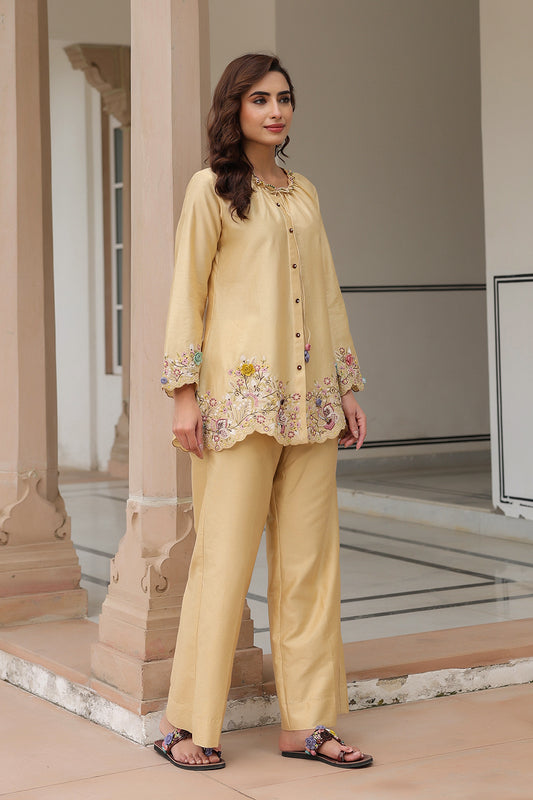 Gulzar Ivory Scallop Co-ord Set