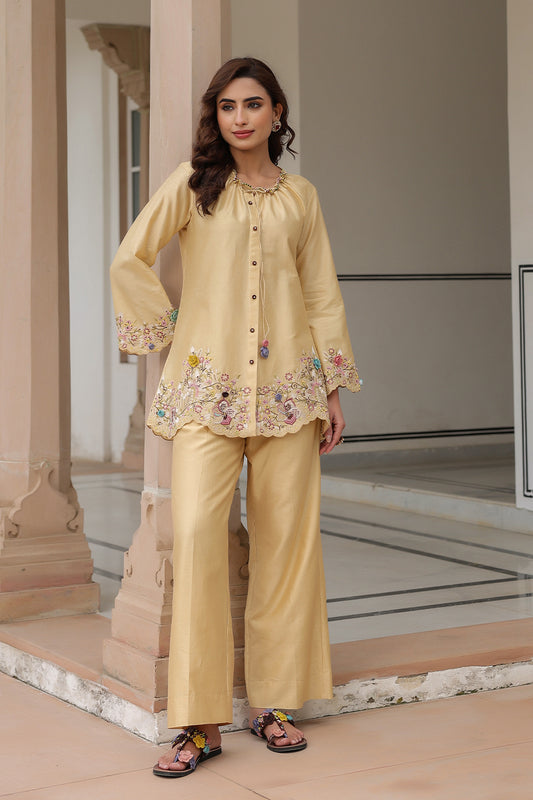 Gulzar Ivory Scallop Co-ord Set