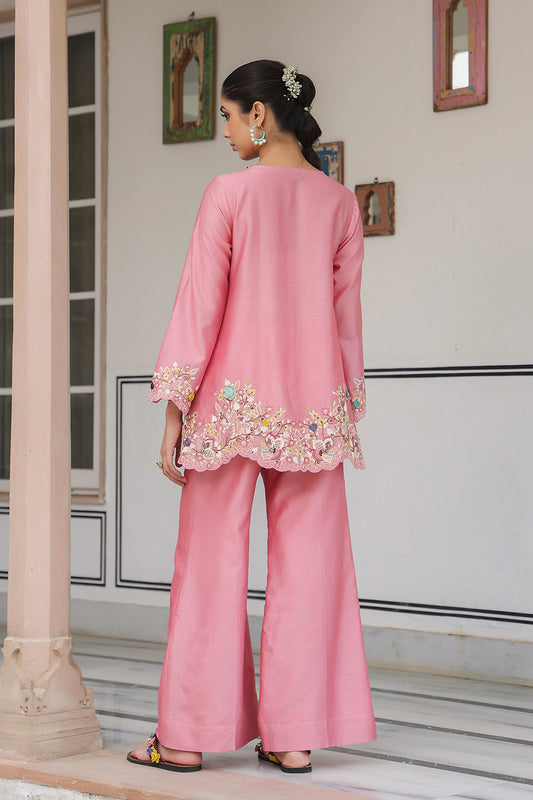 Gulzar Pink Scallop Co-ord Set