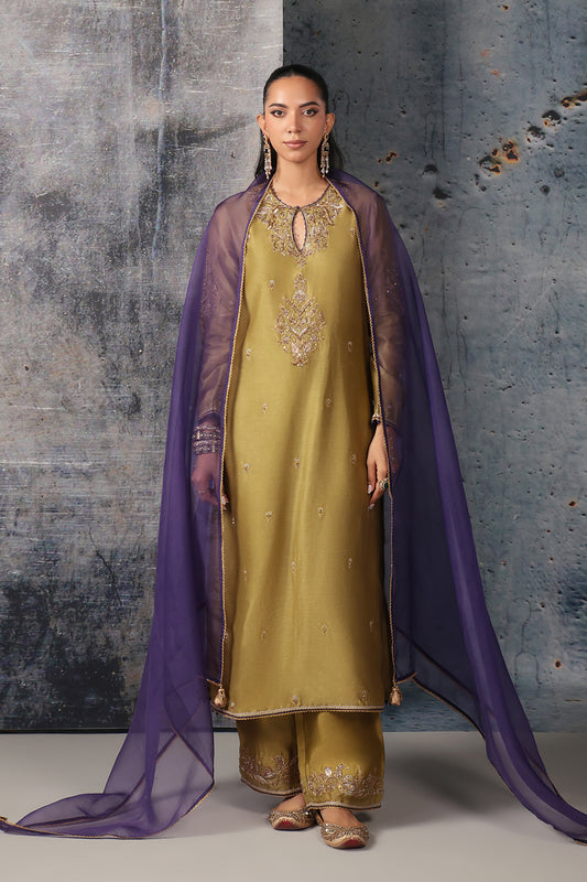 Mehrang Olive Green Straight Long Kurta Set