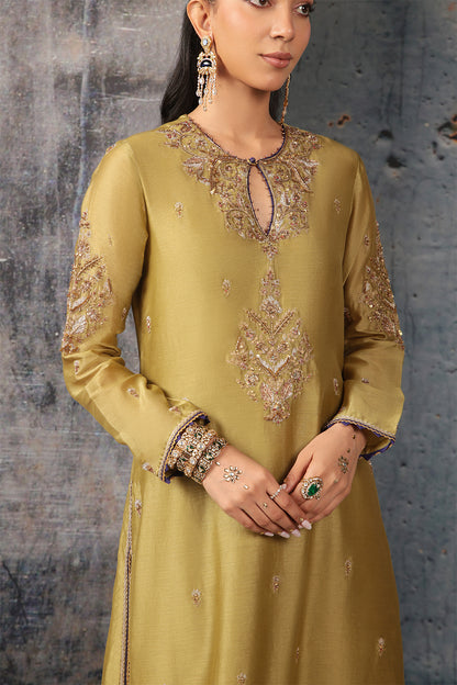 Mehrang Olive Green Straight Long Kurta Set