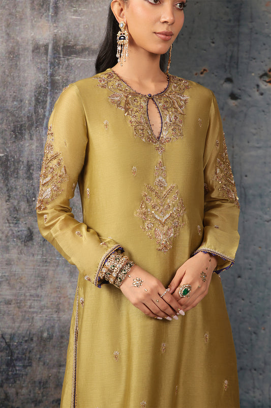 Mehrang Olive Green Straight Long Kurta Set