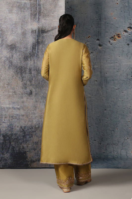 Mehrang Olive Green Straight Long Kurta Set