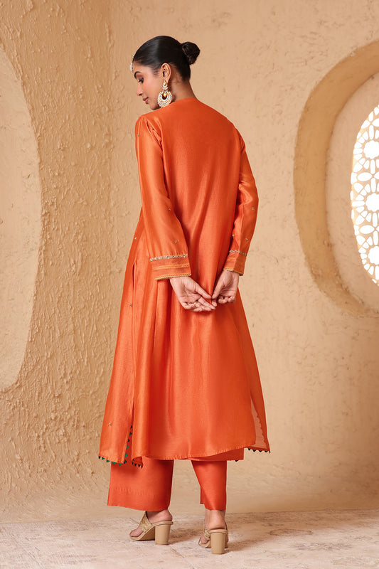 Mehrang Orange Frockstyle Kurta Set