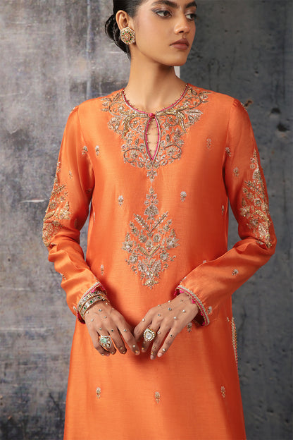 Mehrang Orange Straight Long Kurta Set