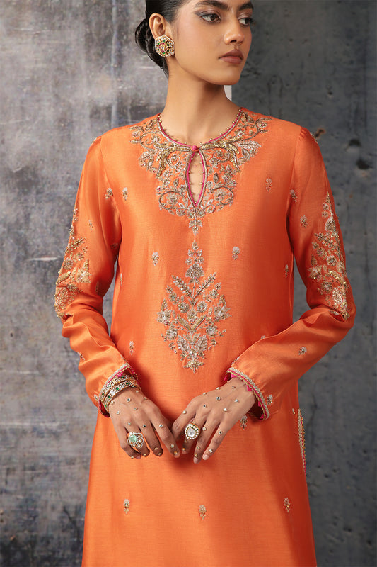 Mehrang Orange Straight Long Kurta Set