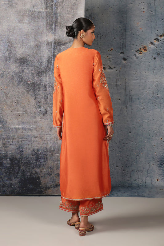 Mehrang Orange Straight Long Kurta Set