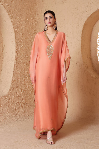 Mehrang Peach Kaftan Set