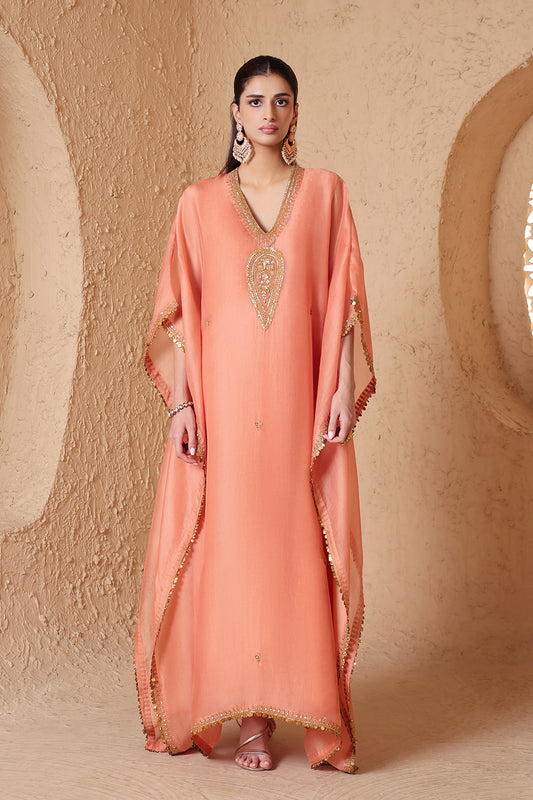 Mehrang Peach Kaftan Set