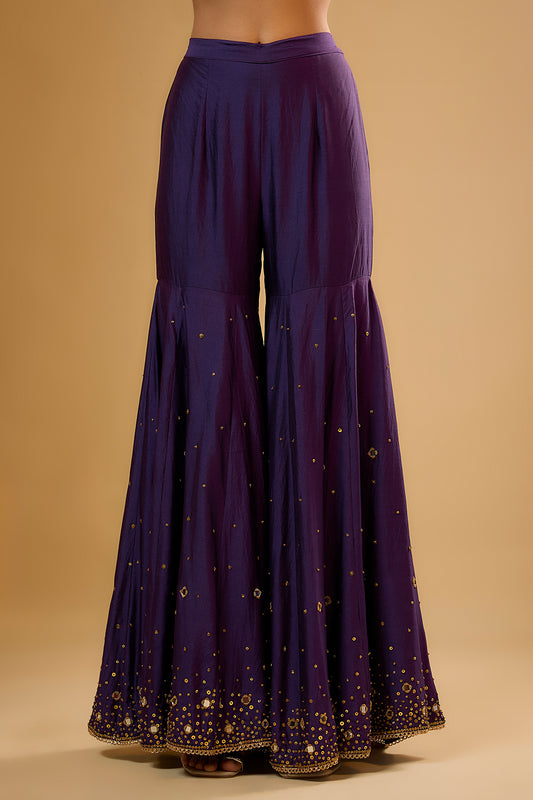 Nazakat Purple Heavy Mirror Work Sharara Set
