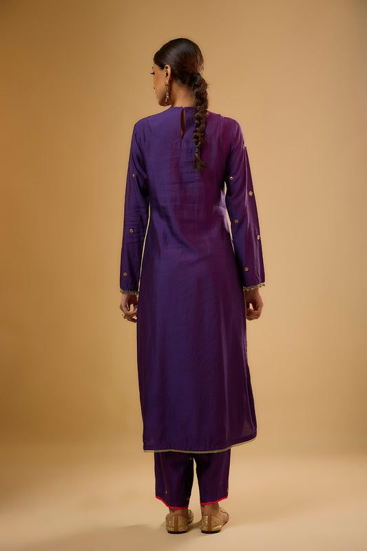 Nazakat Purple Lotus Yoke Kurta Set