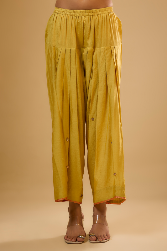 Nazakat  Yellow Lotus Yoke Kurta Set