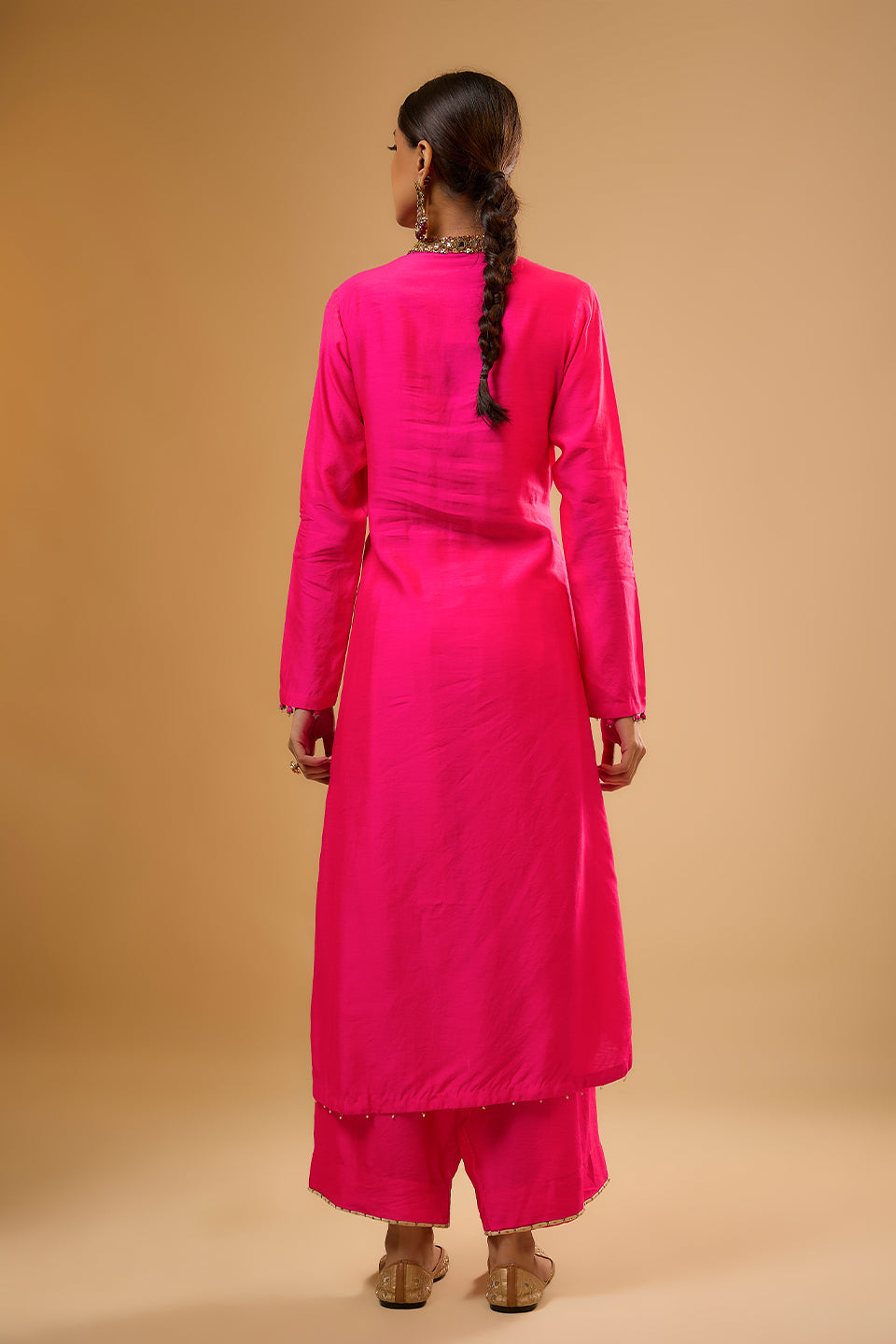 Nazakat Hot Pink Applique Kurta Set