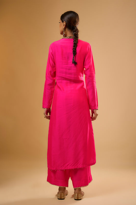 Nazakat Hot Pink Applique Kurta Set