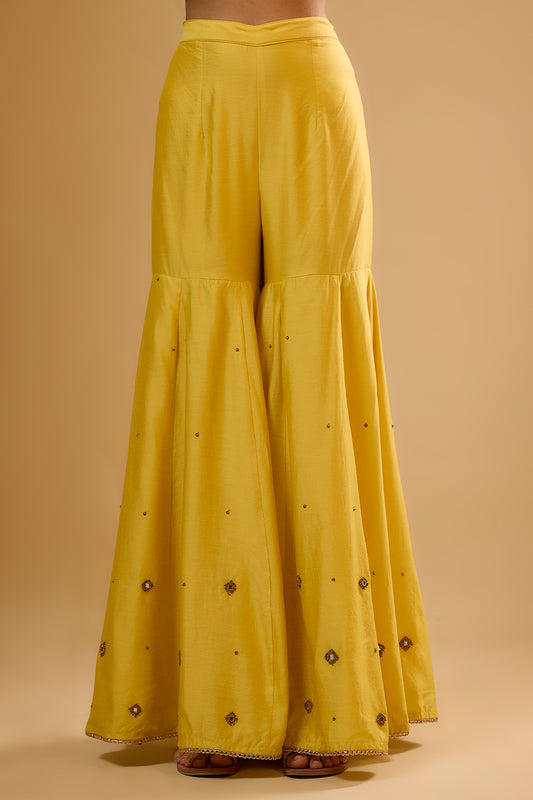 Nazakat Yellow Mirror Work Sharara Set