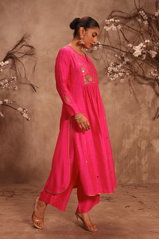 Nazakat Hot Pink Frockstyle Kurta Set