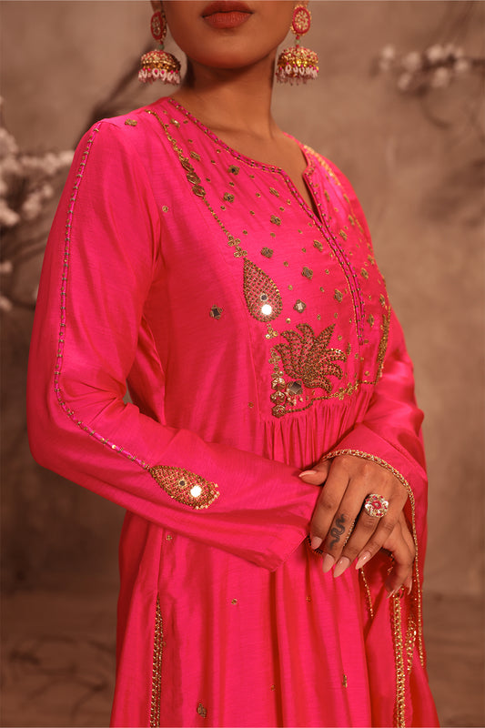 Nazakat Hot Pink Frockstyle Kurta Set