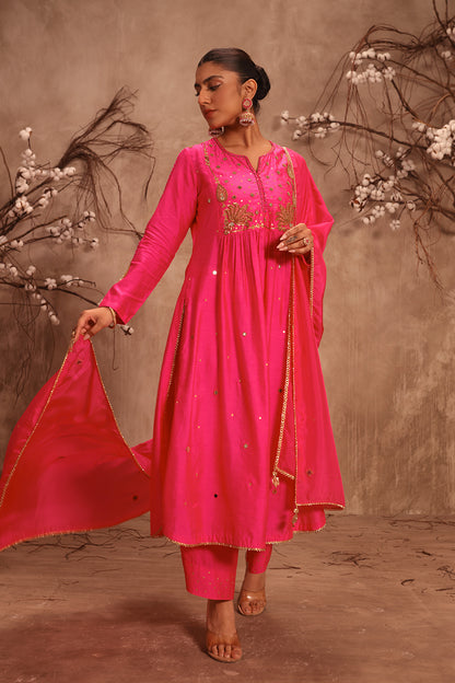 Nazakat Hot Pink Frockstyle Kurta Set