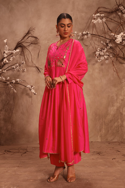 Nazakat Hot Pink Frockstyle Kurta Set