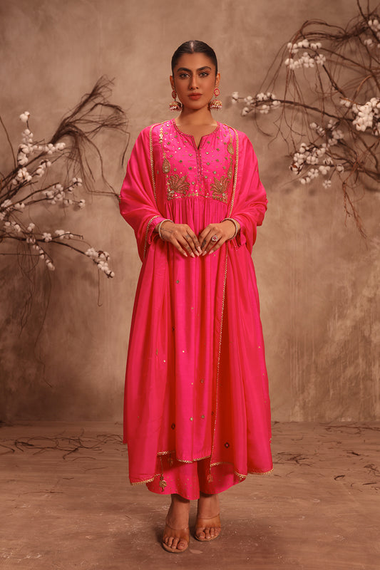 Nazakat Hot Pink Frockstyle Kurta Set