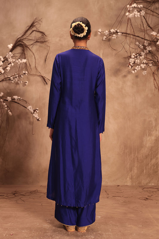 Nazakat Indigo Applique Kurta Set