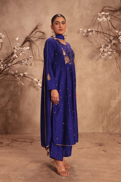Nazakat Indigo Frockstyle Kurta Set