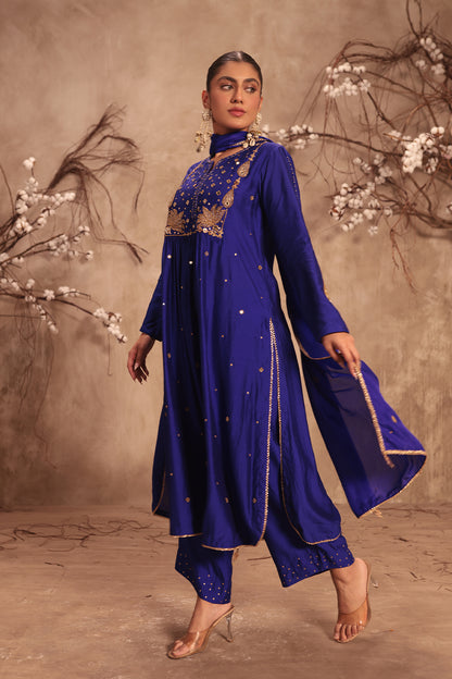 Nazakat Indigo Frockstyle Kurta Set