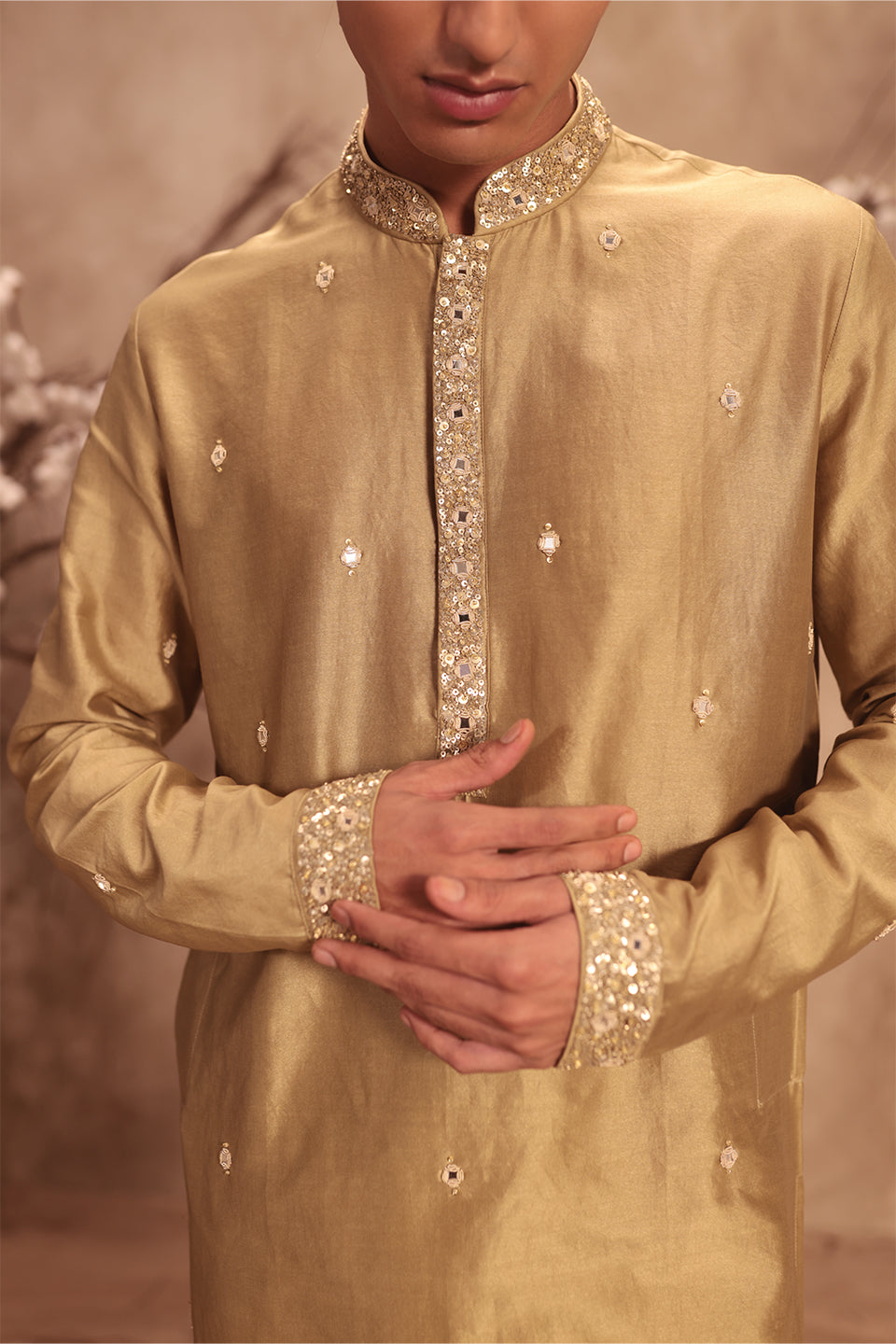 Nazakat Light Green Mirror Work Kurta Set