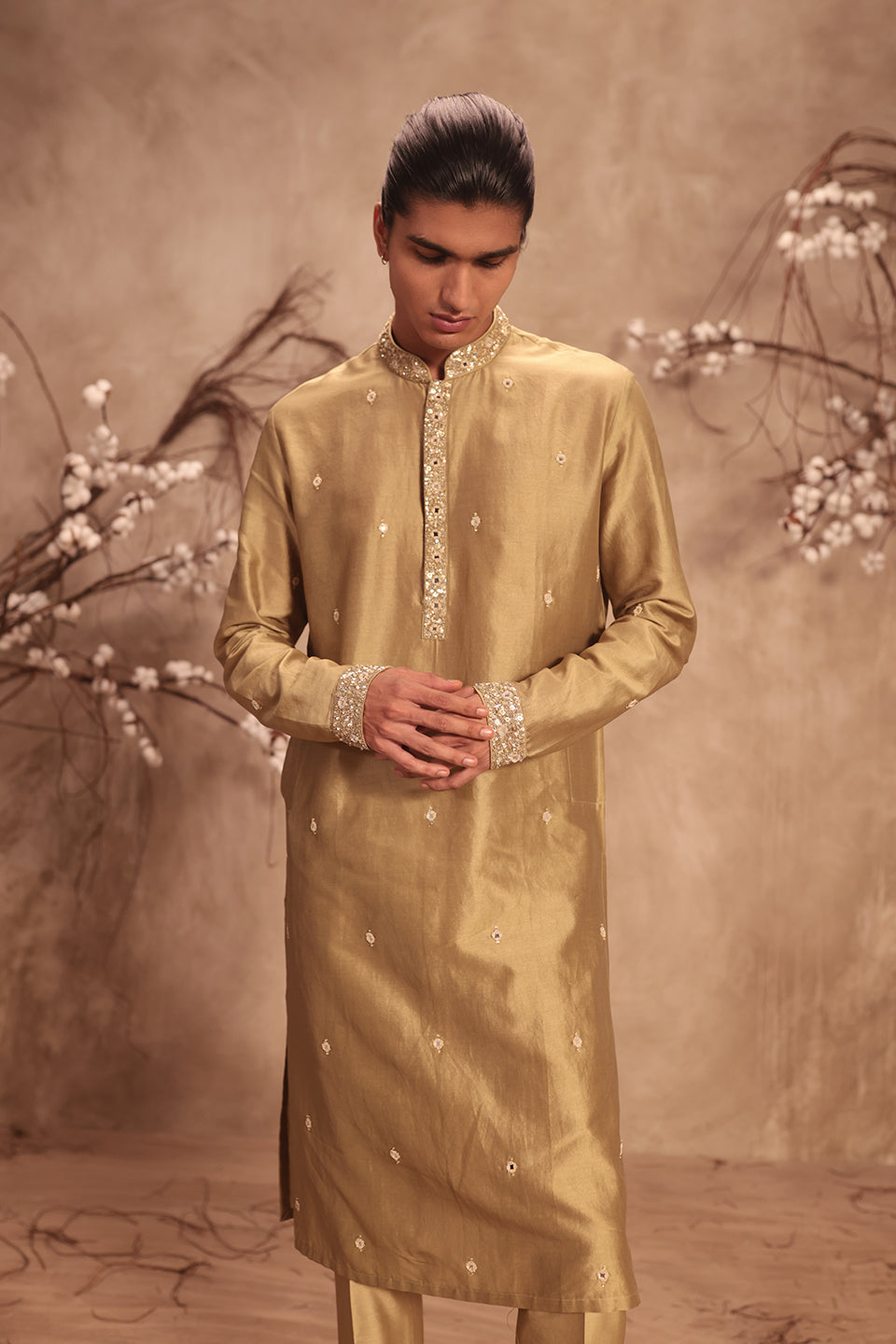 Nazakat Light Green Mirror Work Kurta Set