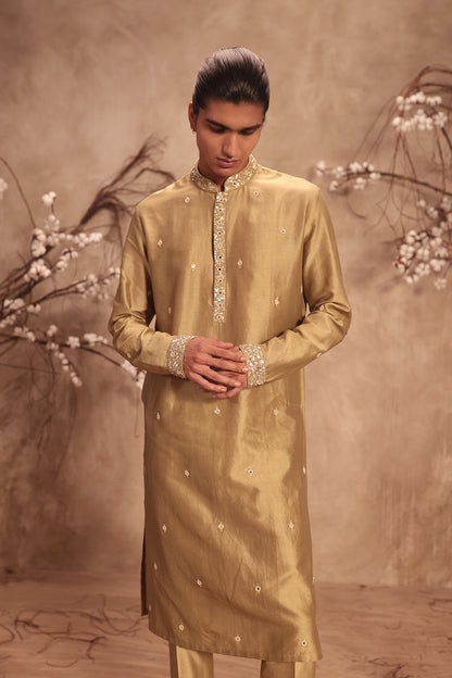 Nazakat Light Green Mirror Work Kurta Set