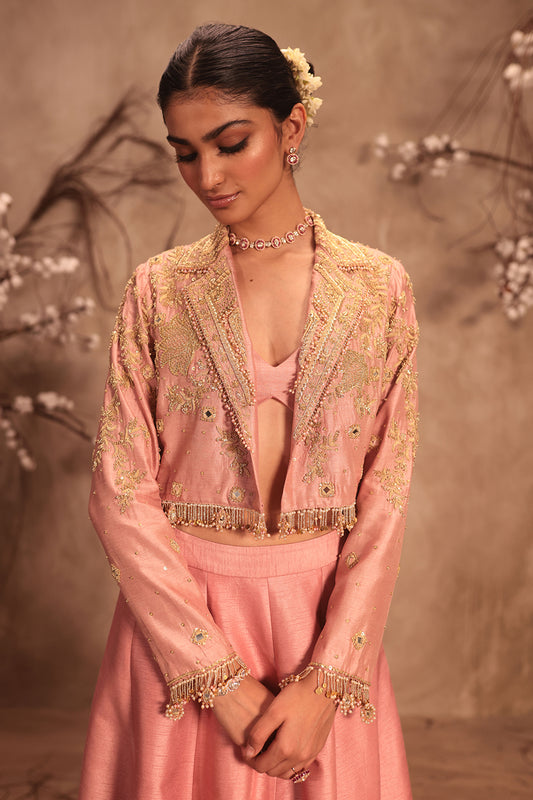 Nazakat Light Pink Jacket Style Lehenga Set