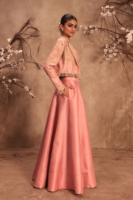 Nazakat Light Pink Jacket Style Lehenga Set