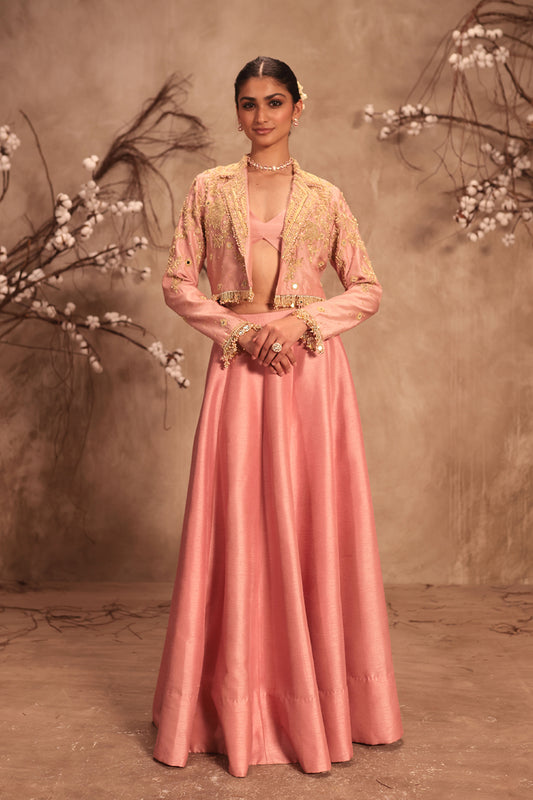Nazakat Light Pink Jacket Style Lehenga Set