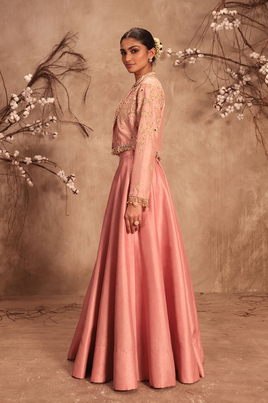 Nazakat Light Pink Jacket Style Lehenga Set