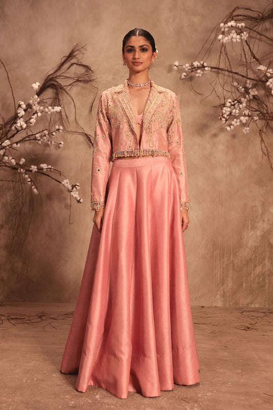 Nazakat Light Pink Jacket Style Lehenga Set
