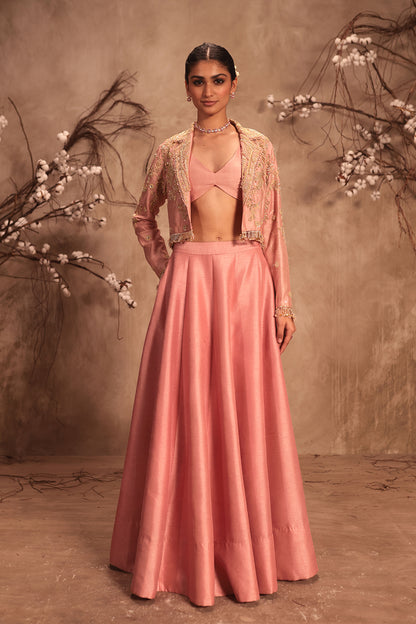 Nazakat Light Pink Jacket Style Lehenga Set