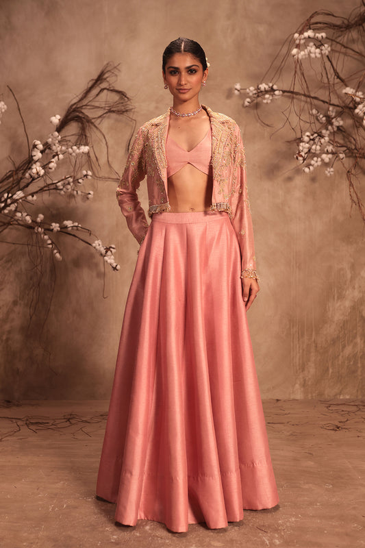 Nazakat Light Pink Jacket Style Lehenga Set