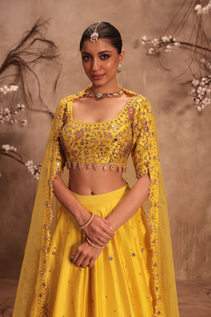Nazakat Yellow  Heavy Mirror work Lehenga Set