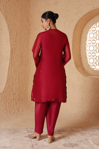 Zar:Rang Maroon Short Kurta Set
