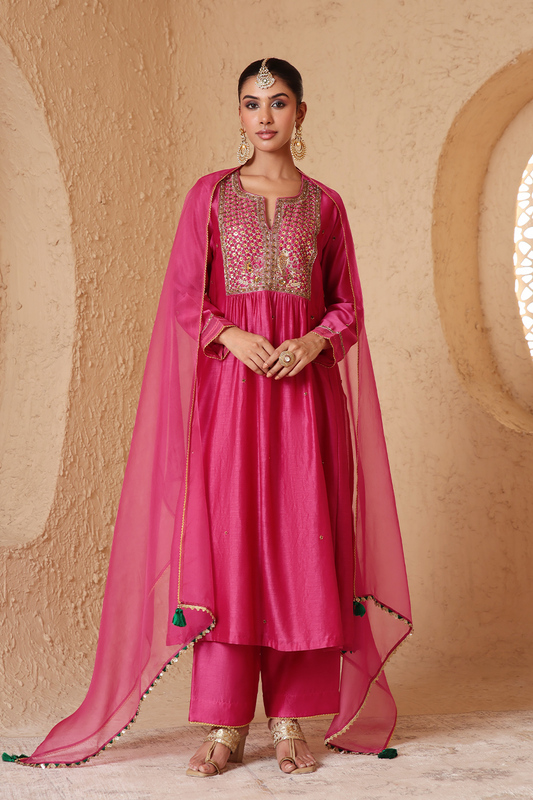 Mehrang Pink Frockstyle Kurta Set