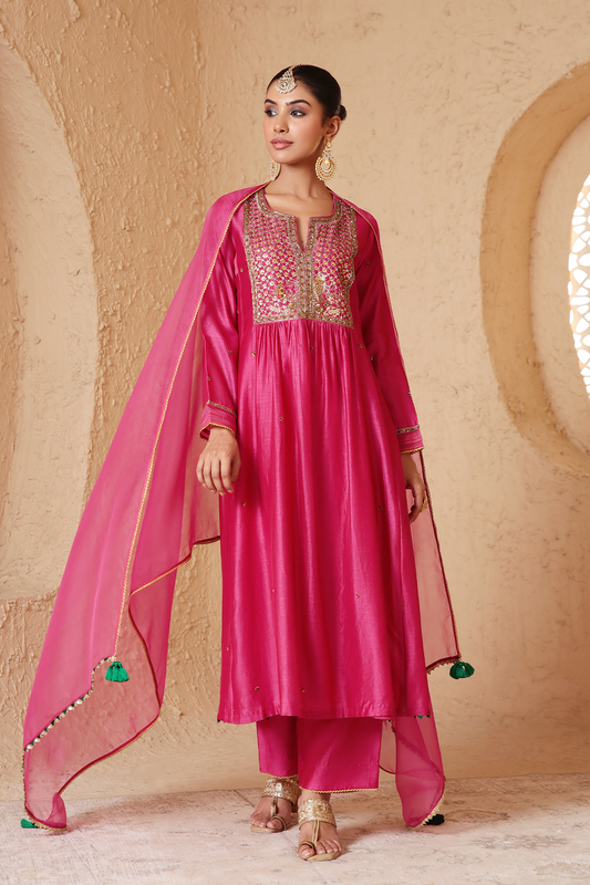 Mehrang Pink Frockstyle Kurta Set